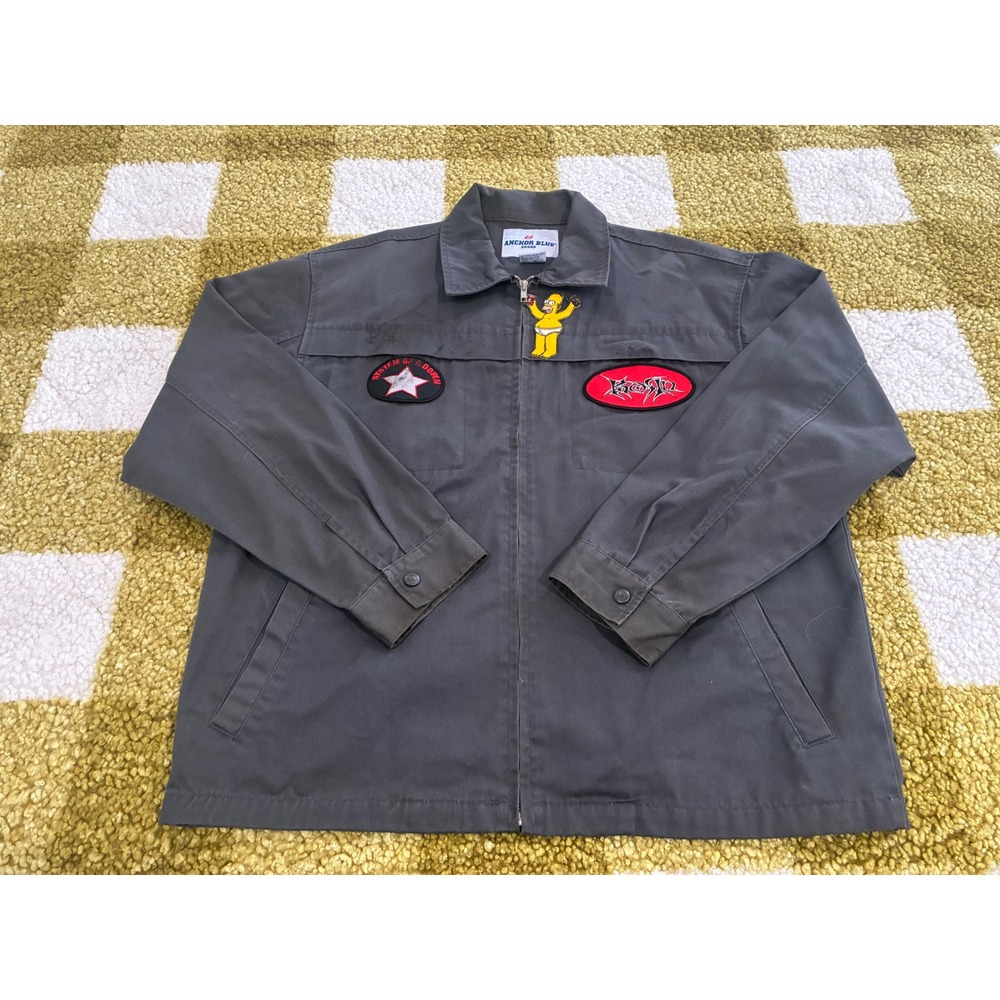Vintage Anchor Blue Work Jacket Grey Korn System of a Down Patches Mens Large